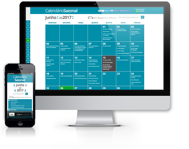 Tela do Calendário Sazonal